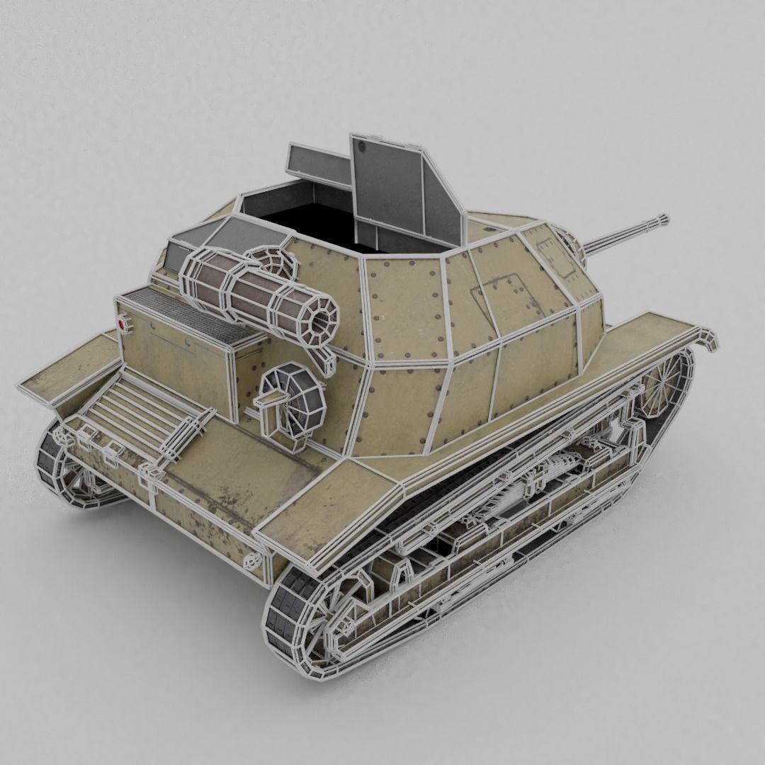 TKS tankette 20mm Low-poly 3D model_8
