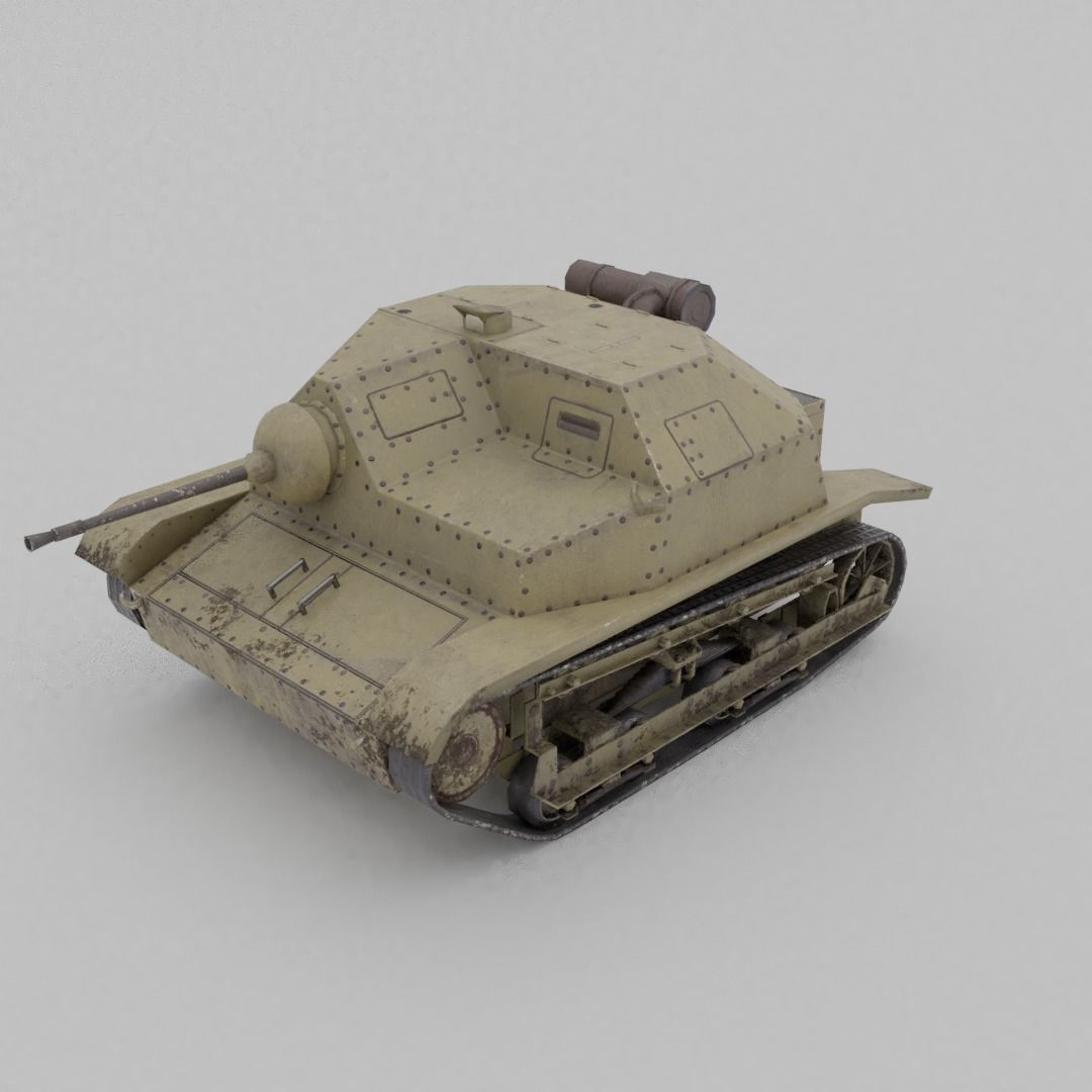 TKS tankette 20mm Low-poly 3D model_2