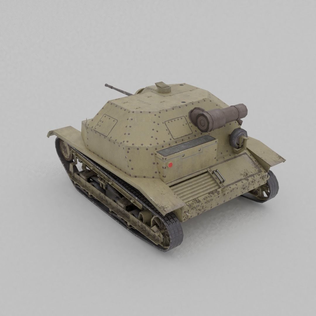 TKS tankette 20mm Low-poly 3D model_20
