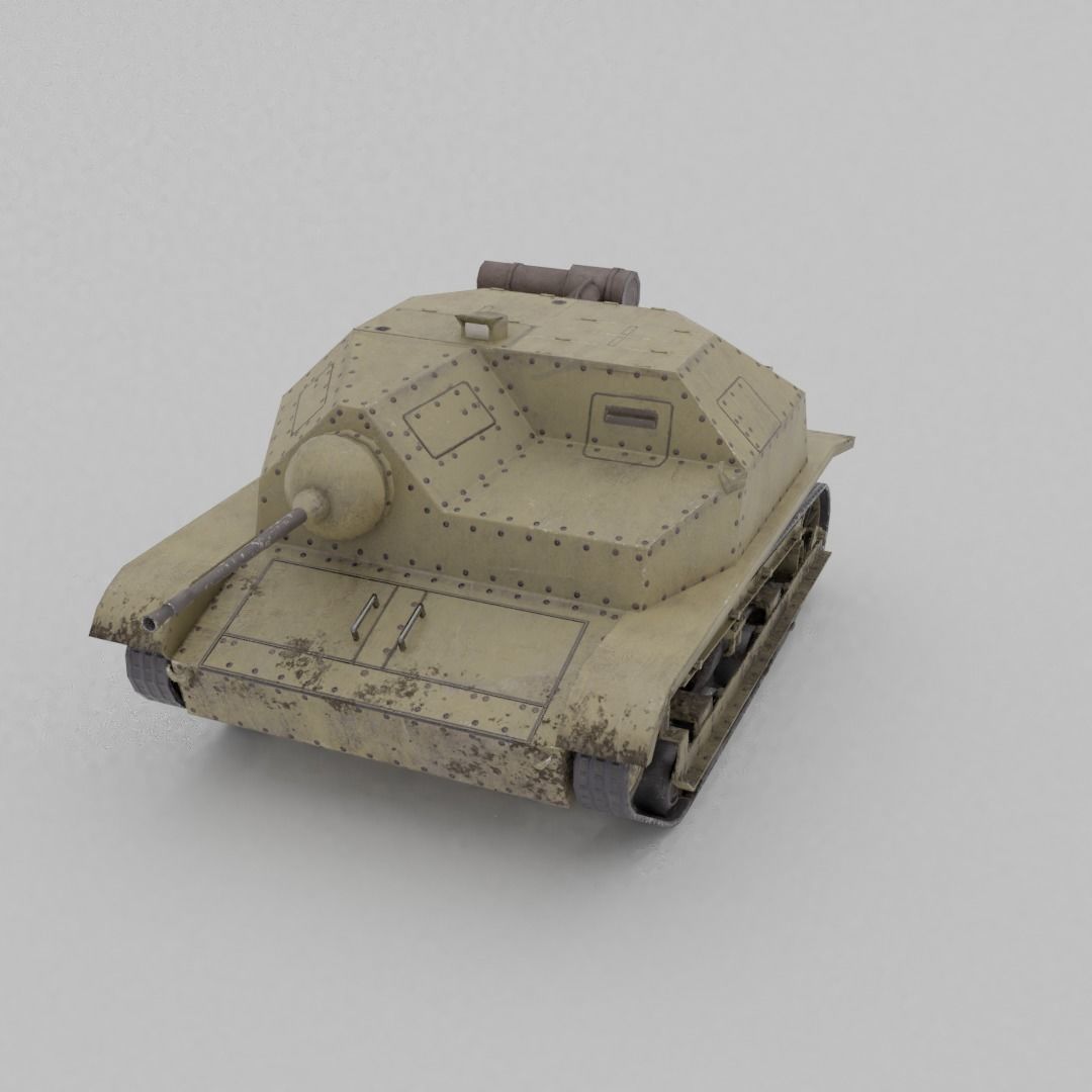 TKS tankette 20mm Low-poly 3D model_11