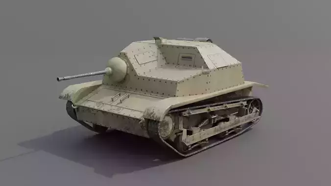 TKS tankette 20mm Low-poly 3D model