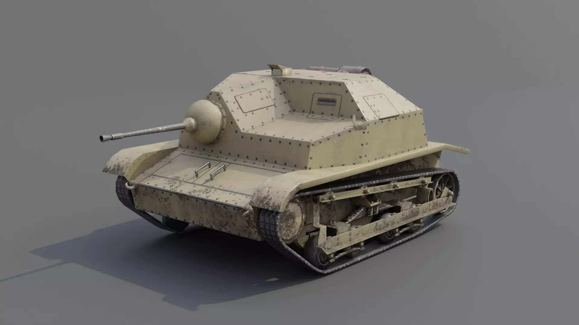 TKS tankette 20mm Low-poly 3D model_0