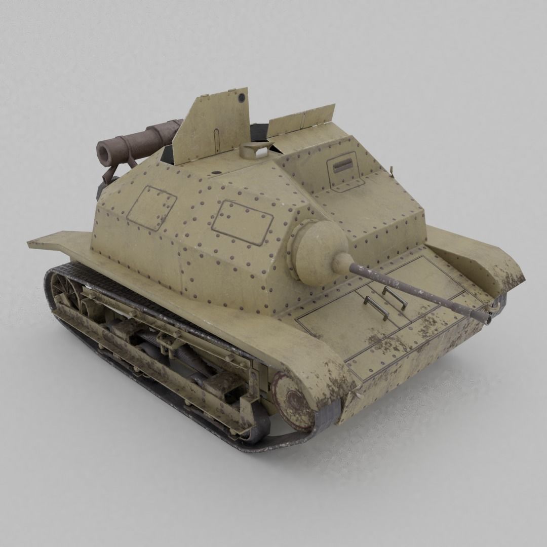 TKS tankette 20mm Low-poly 3D model_5