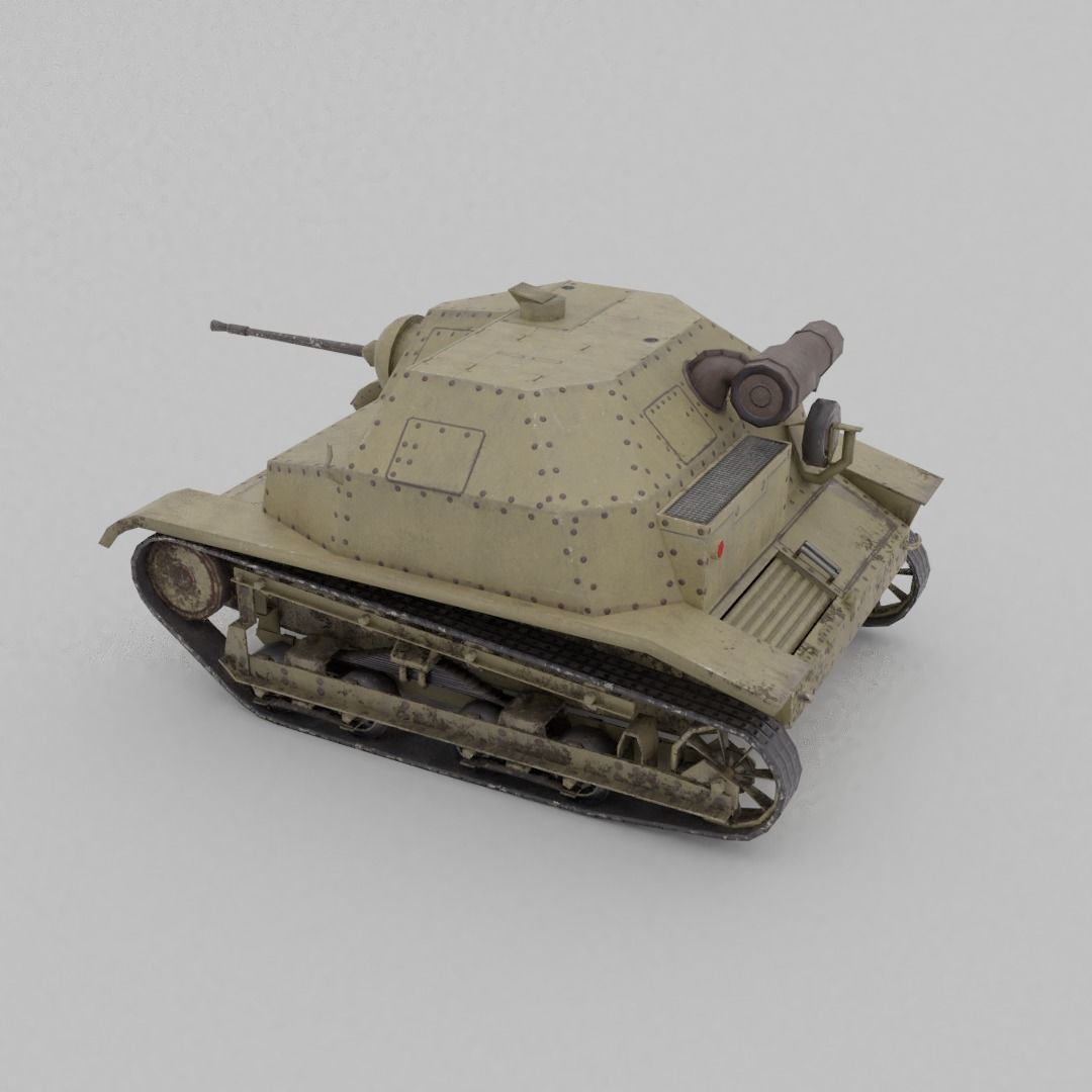 TKS tankette 20mm Low-poly 3D model_23