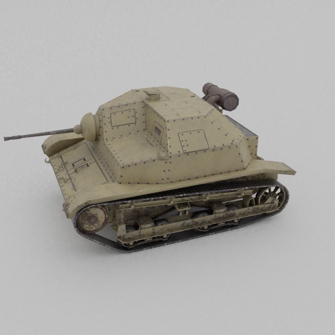 TKS tankette 20mm Low-poly 3D model_16