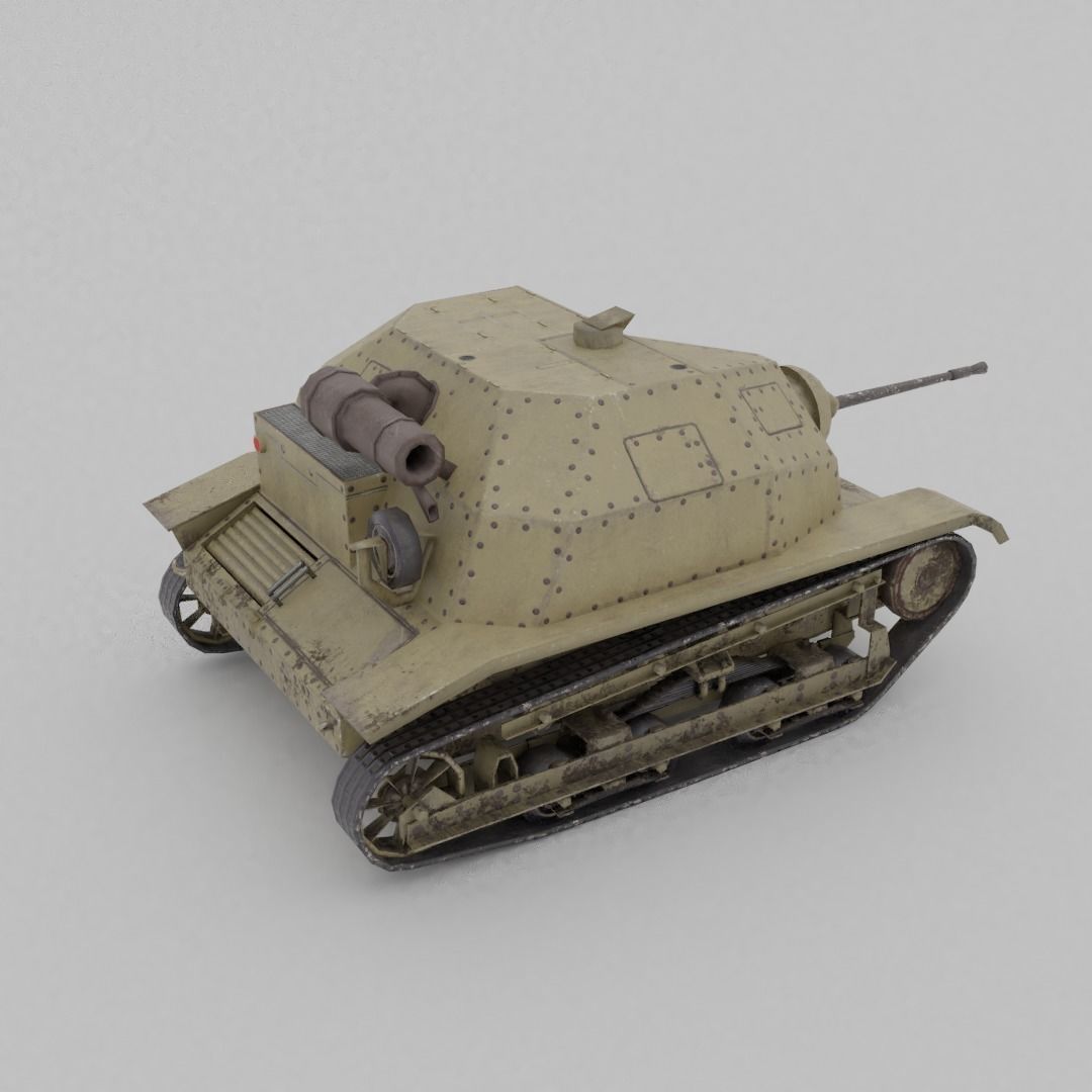 TKS tankette 20mm Low-poly 3D model_19