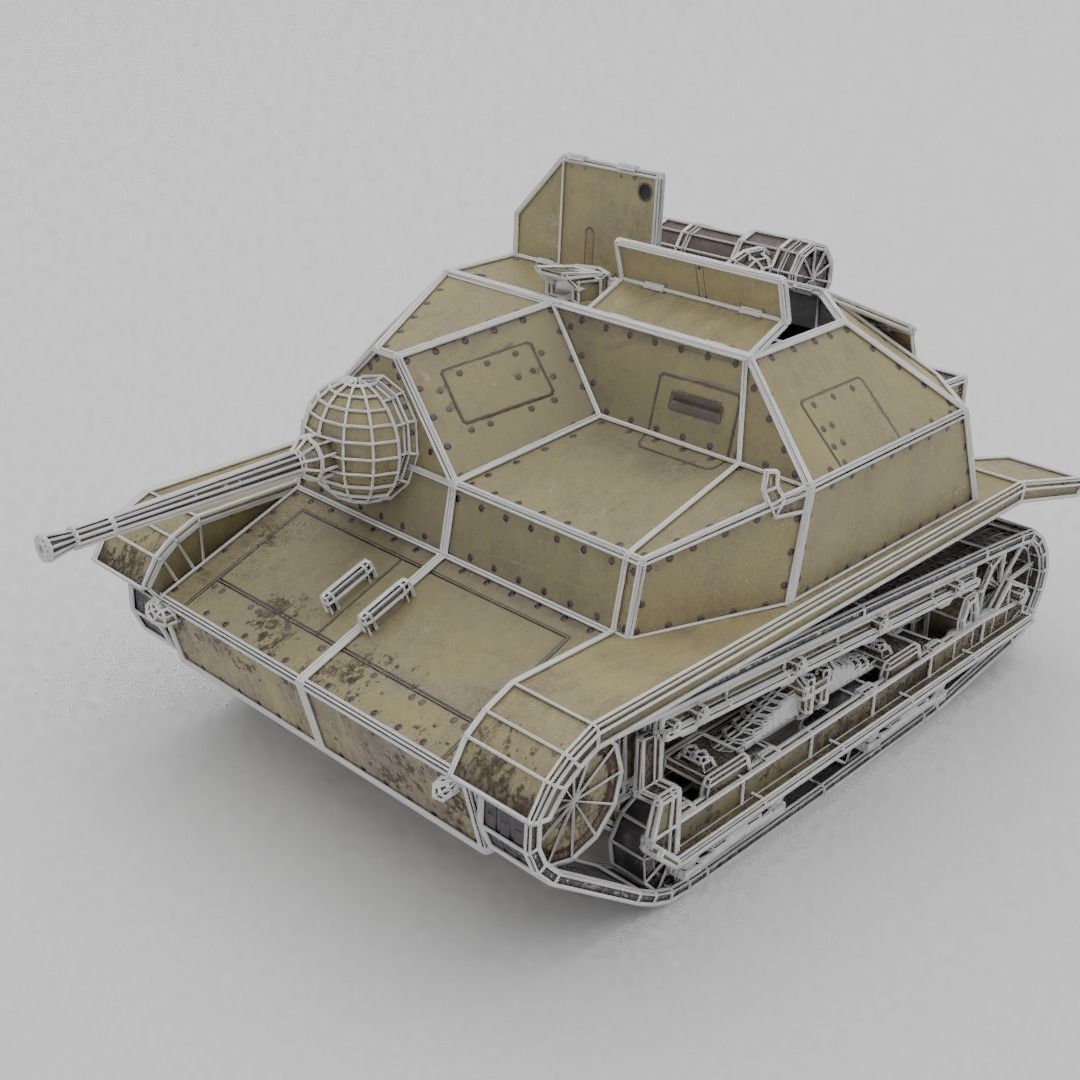 TKS tankette 20mm Low-poly 3D model_4