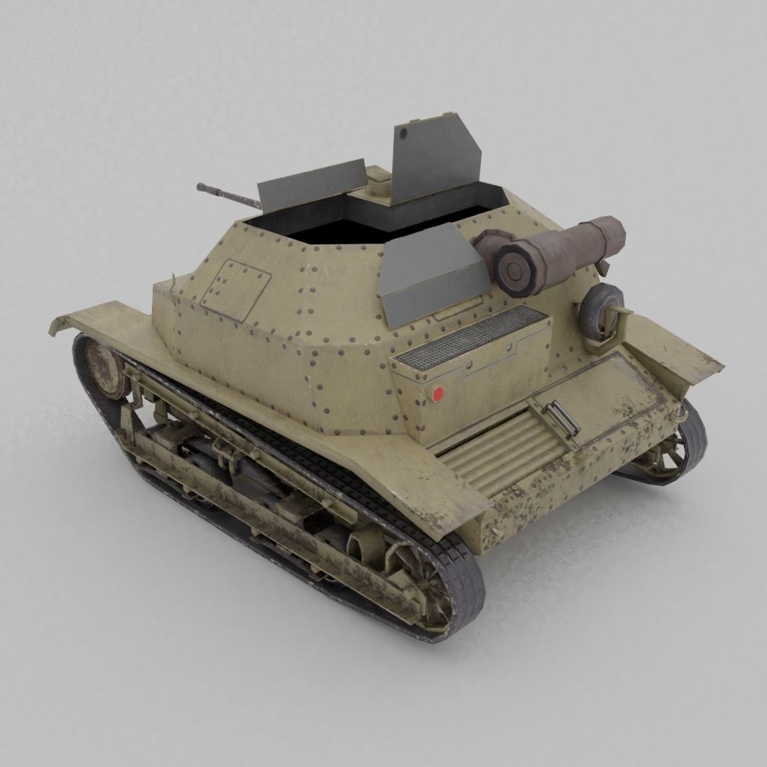 TKS tankette 20mm Low-poly 3D model_9