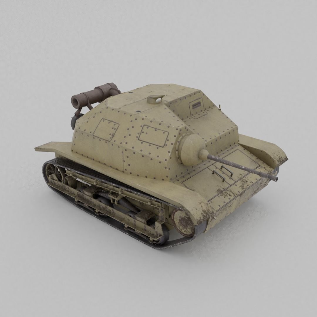 TKS tankette 20mm Low-poly 3D model_21