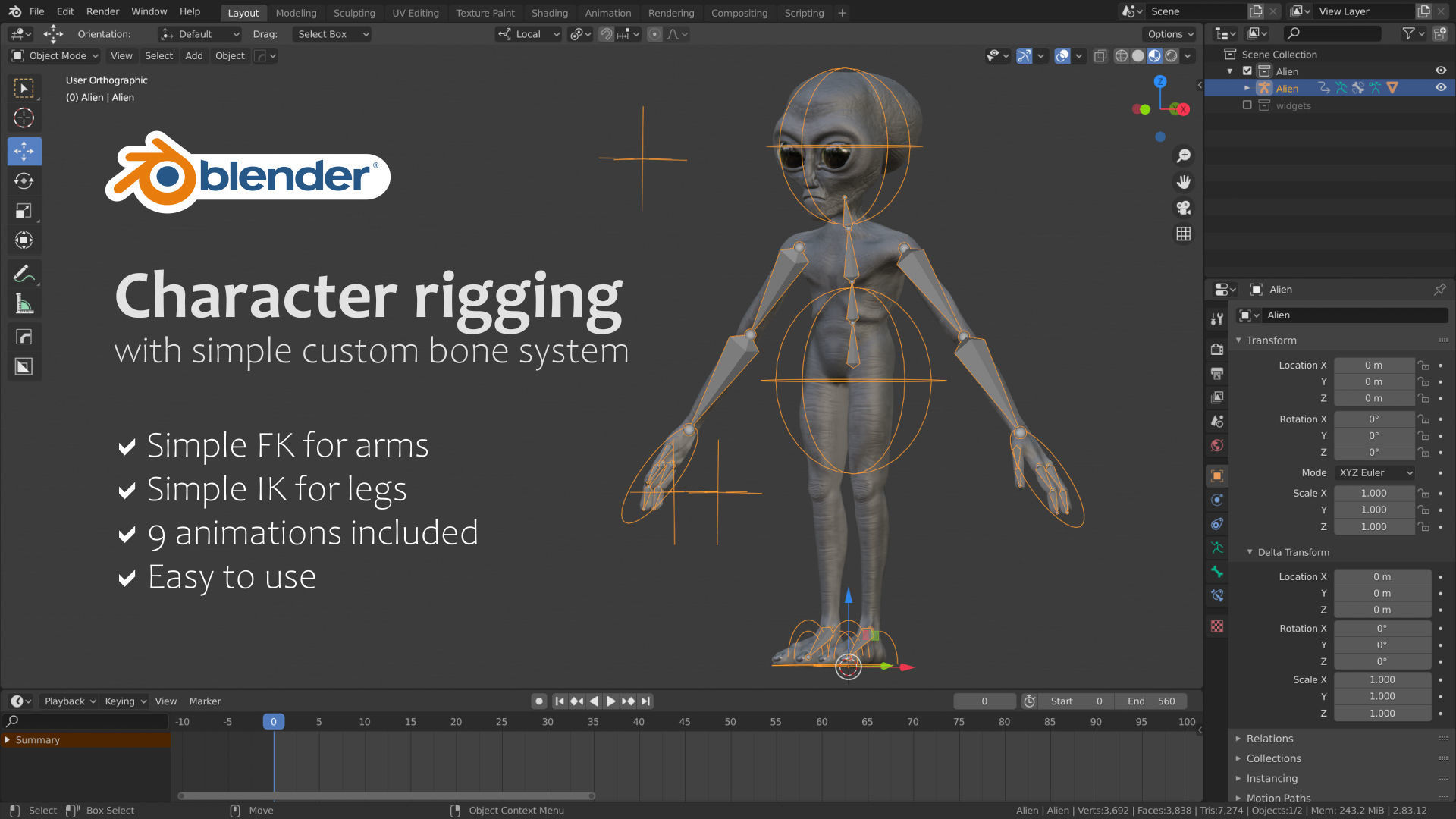 Alien 01 Low-poly 3D model_3