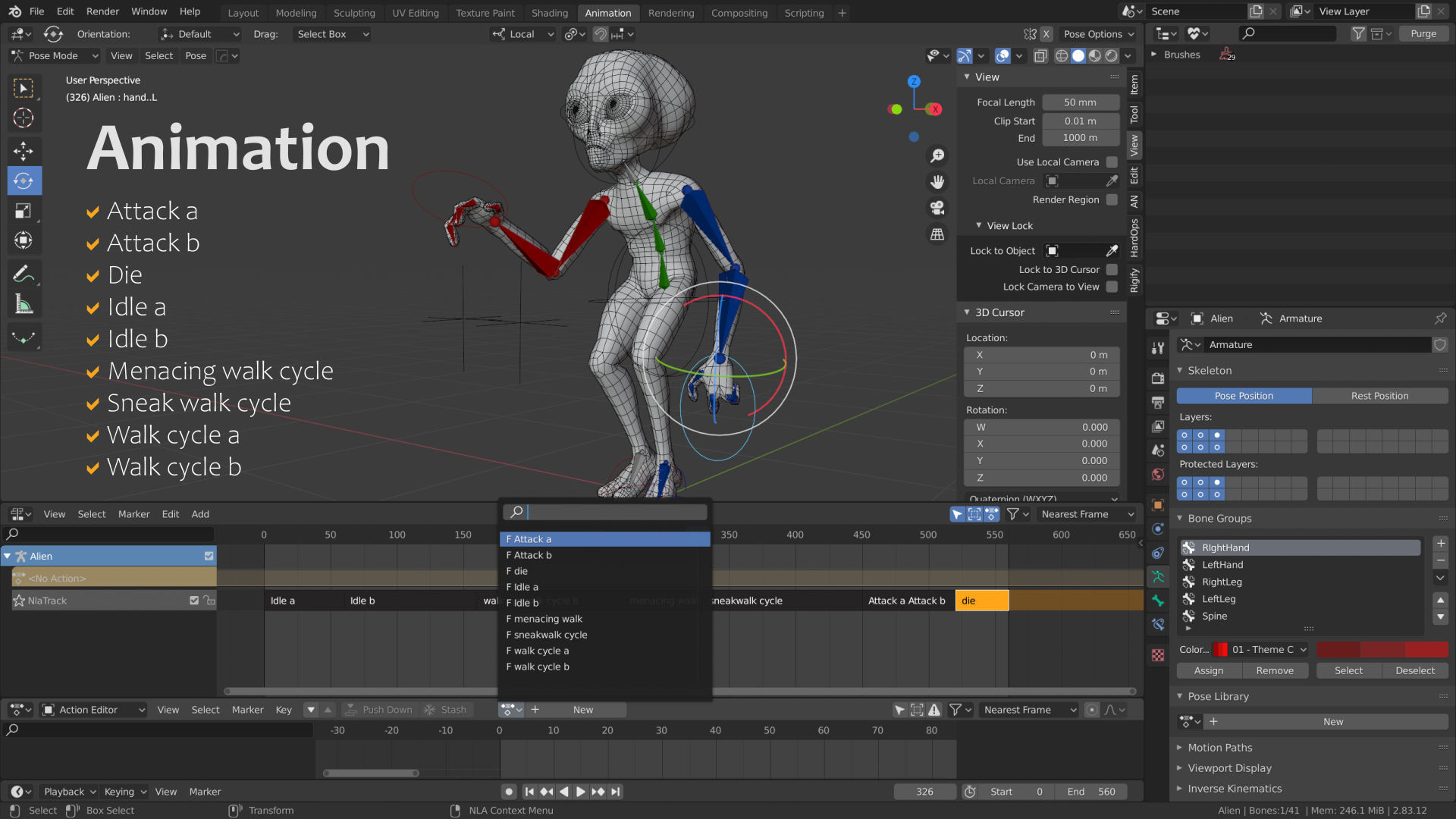 Alien 01 Low-poly 3D model_4