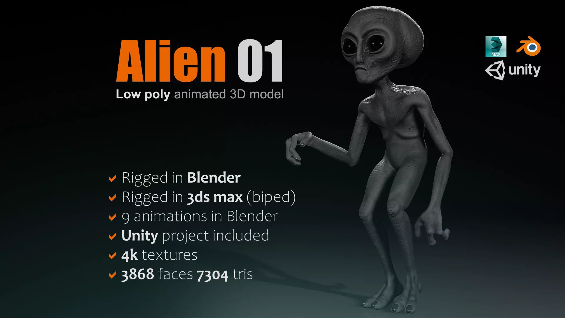 Alien 01 Low-poly 3D model_0