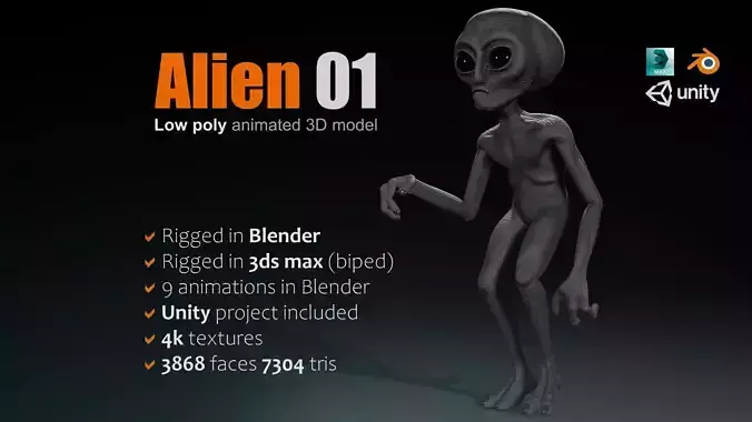 Alien 01 Low-poly 3D model