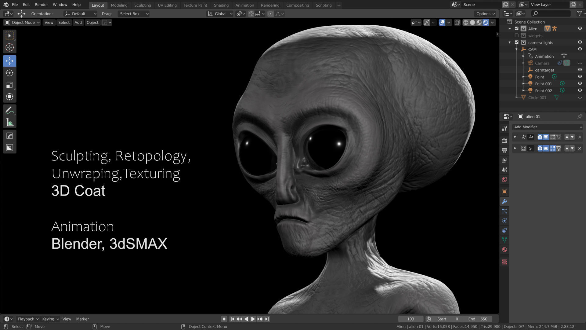 Alien 01 Low-poly 3D model_5