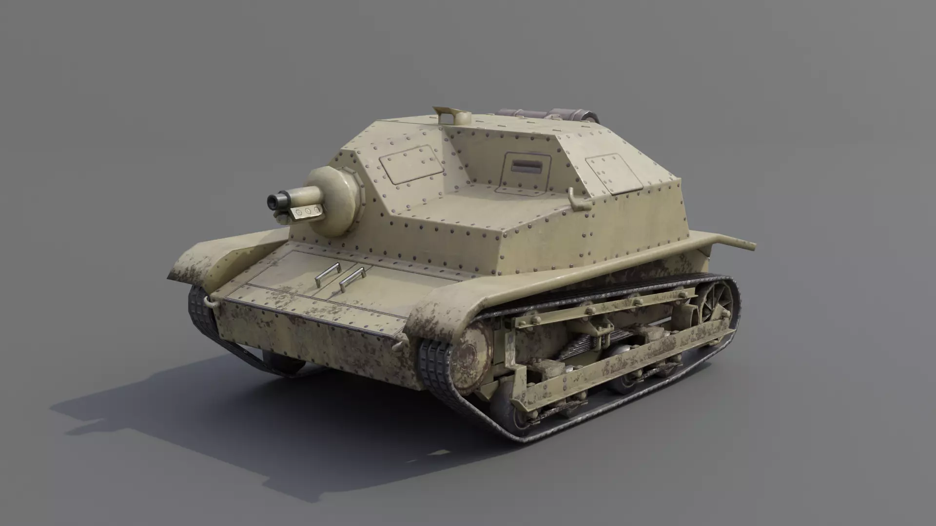TKS tankette 37mm Low-poly 3D model_0