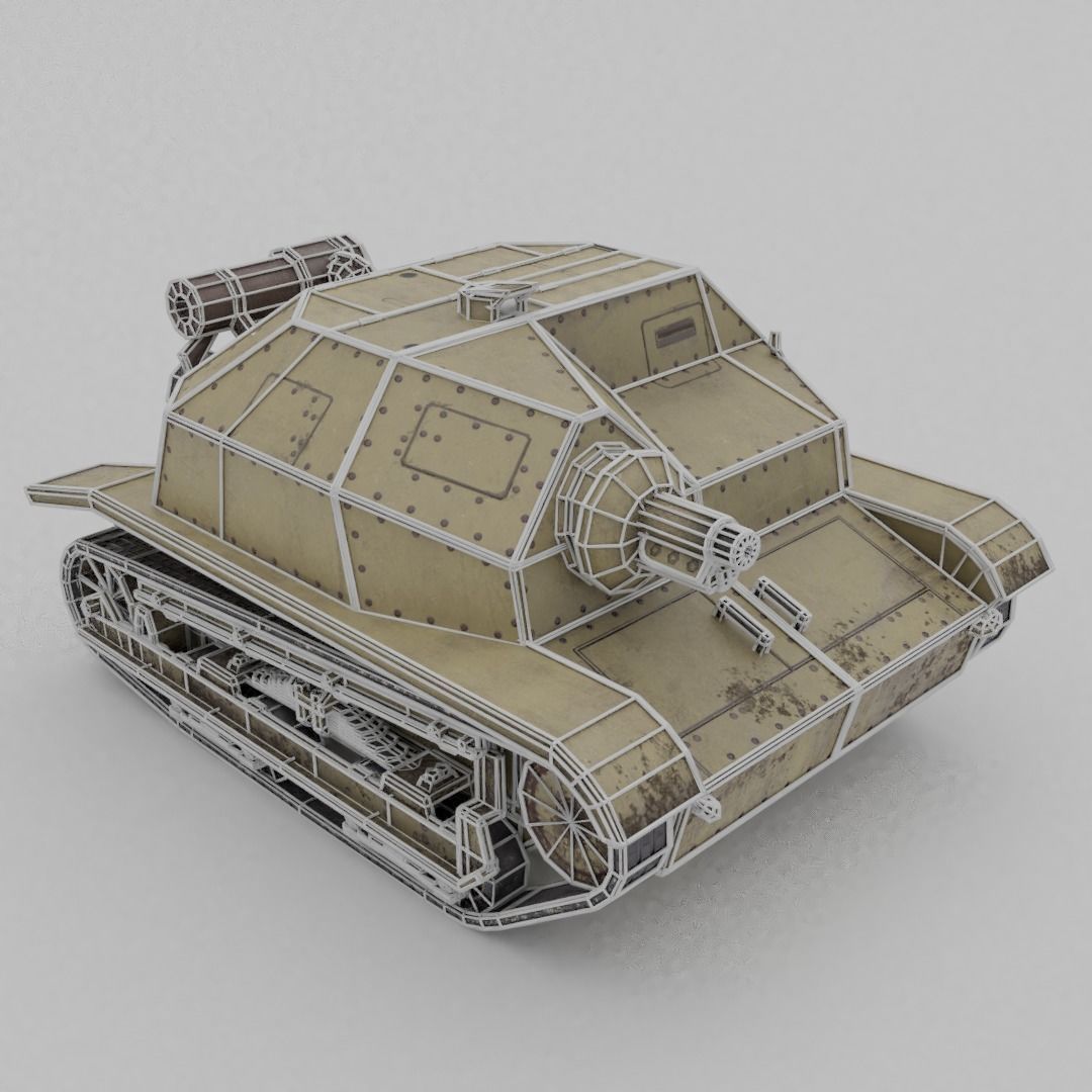 TKS tankette 37mm Low-poly 3D model_5