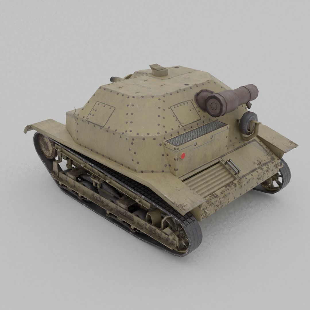 TKS tankette 37mm Low-poly 3D model_8
