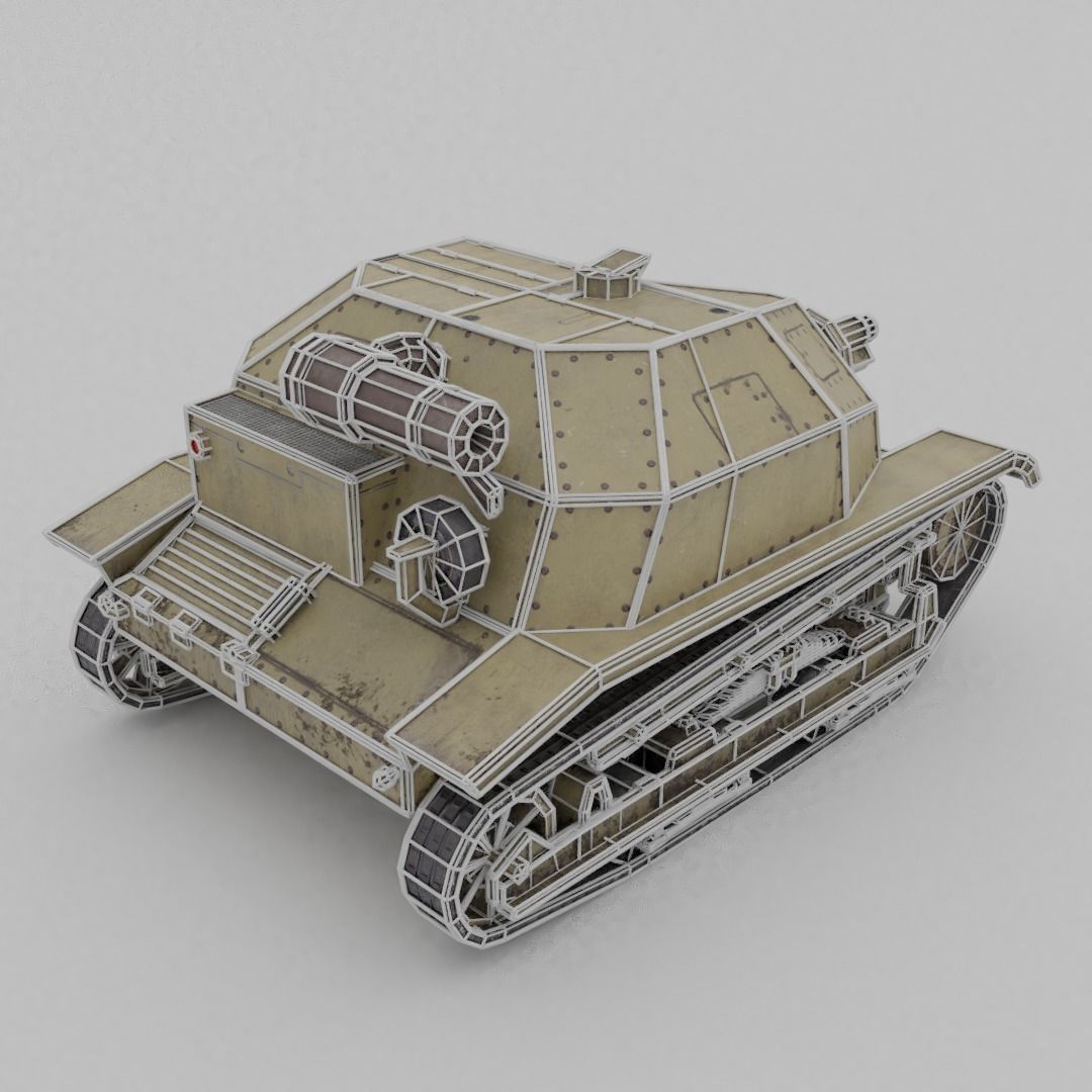 TKS tankette 37mm Low-poly 3D model_7