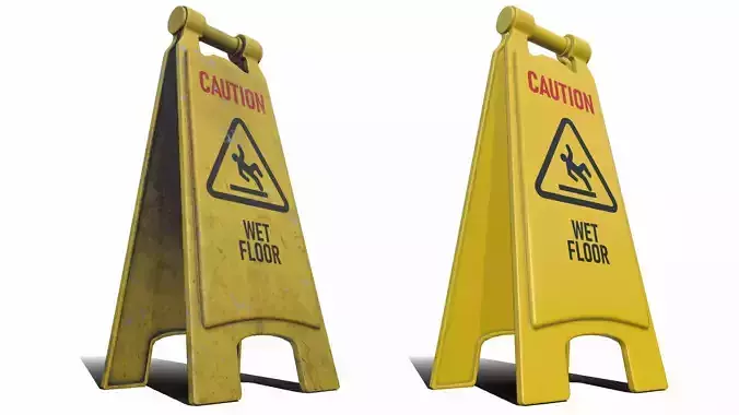 Caution Wet Floor Safety Sign - Clean and Dirty Low Poly