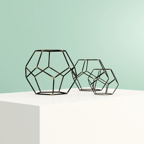 Iron Gold highlight Amin Geometric Orb Sculpture Set 3D model_5