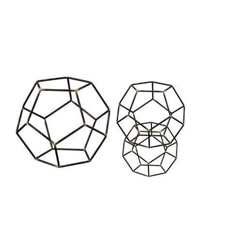 Iron Gold highlight Amin Geometric Orb Sculpture Set 3D model_1