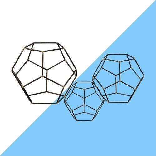 Iron Gold highlight Amin Geometric Orb Sculpture Set 3D model_3