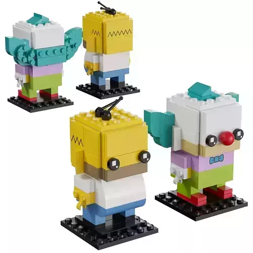 Lego BrickHeadz - 41632 Homer Simpson and Krusty the Clown 3D model