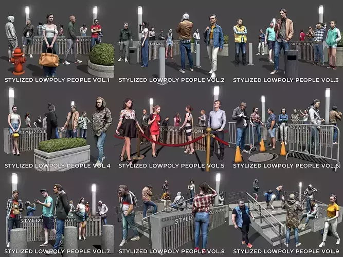 Stylized Lowpoly People Complete Pack 3D Model Collection