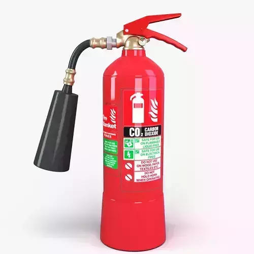CO2 fire extinguisher Low-poly 3D model