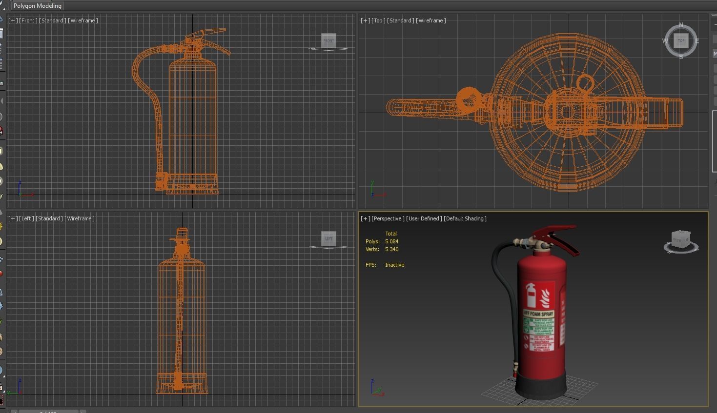 Foam fire extinguisher Low-poly 3D model_7