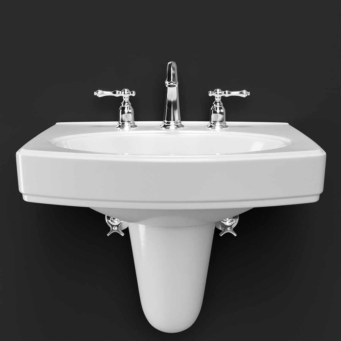 Pinoir Wall Mount Bathroom Sink by KOHLER 3D model_1