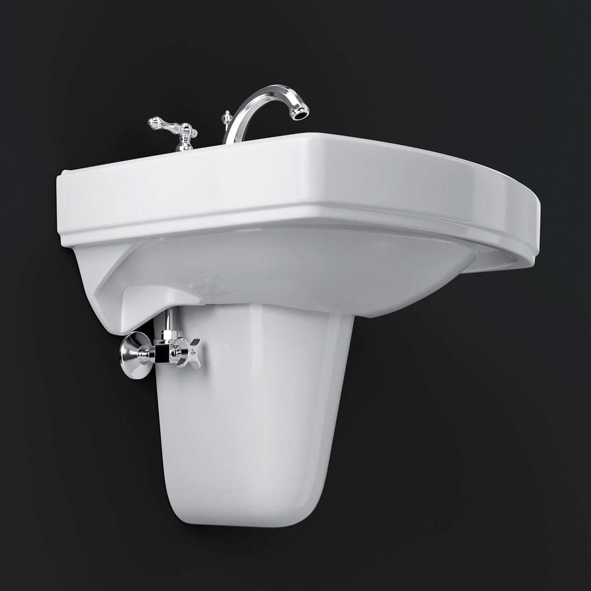 Pinoir Wall Mount Bathroom Sink by KOHLER 3D model_4