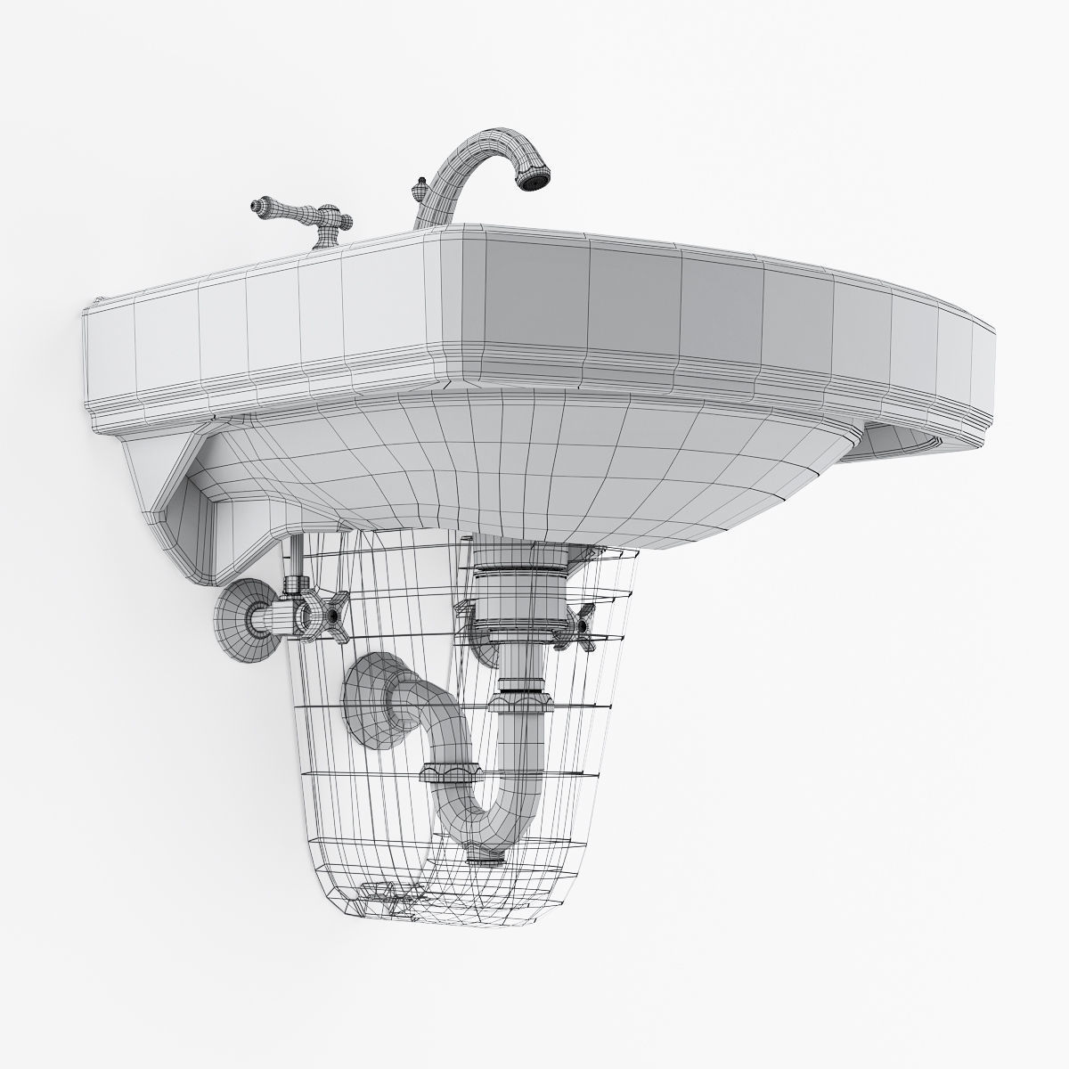 Pinoir Wall Mount Bathroom Sink by KOHLER 3D model_7