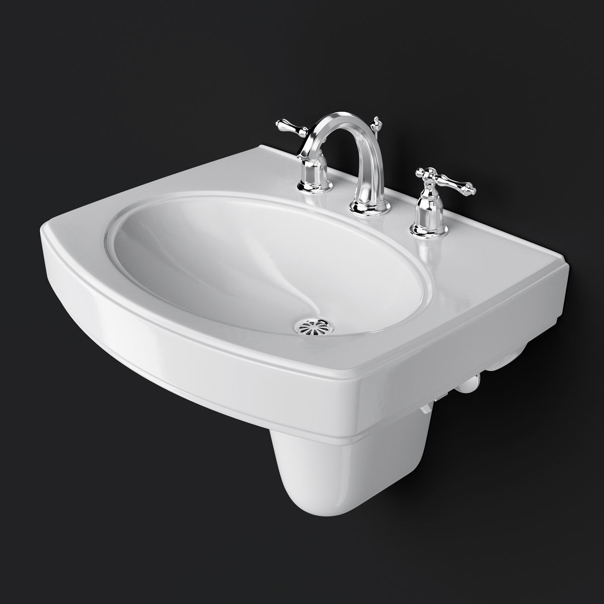 Pinoir Wall Mount Bathroom Sink by KOHLER 3D model_3