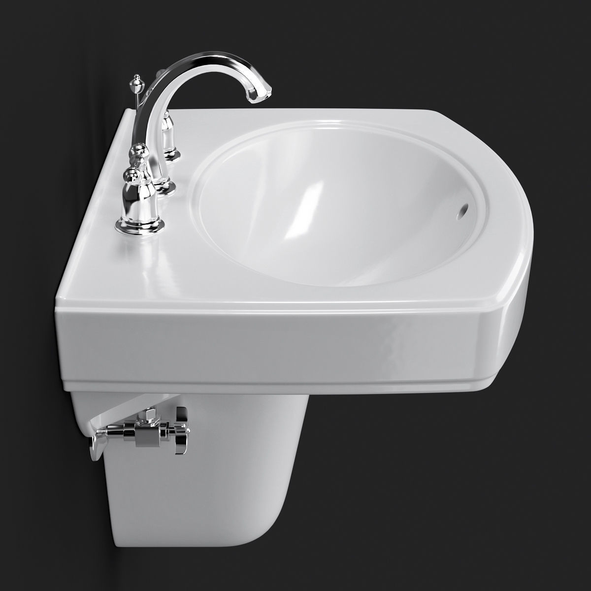 Pinoir Wall Mount Bathroom Sink by KOHLER 3D model_2