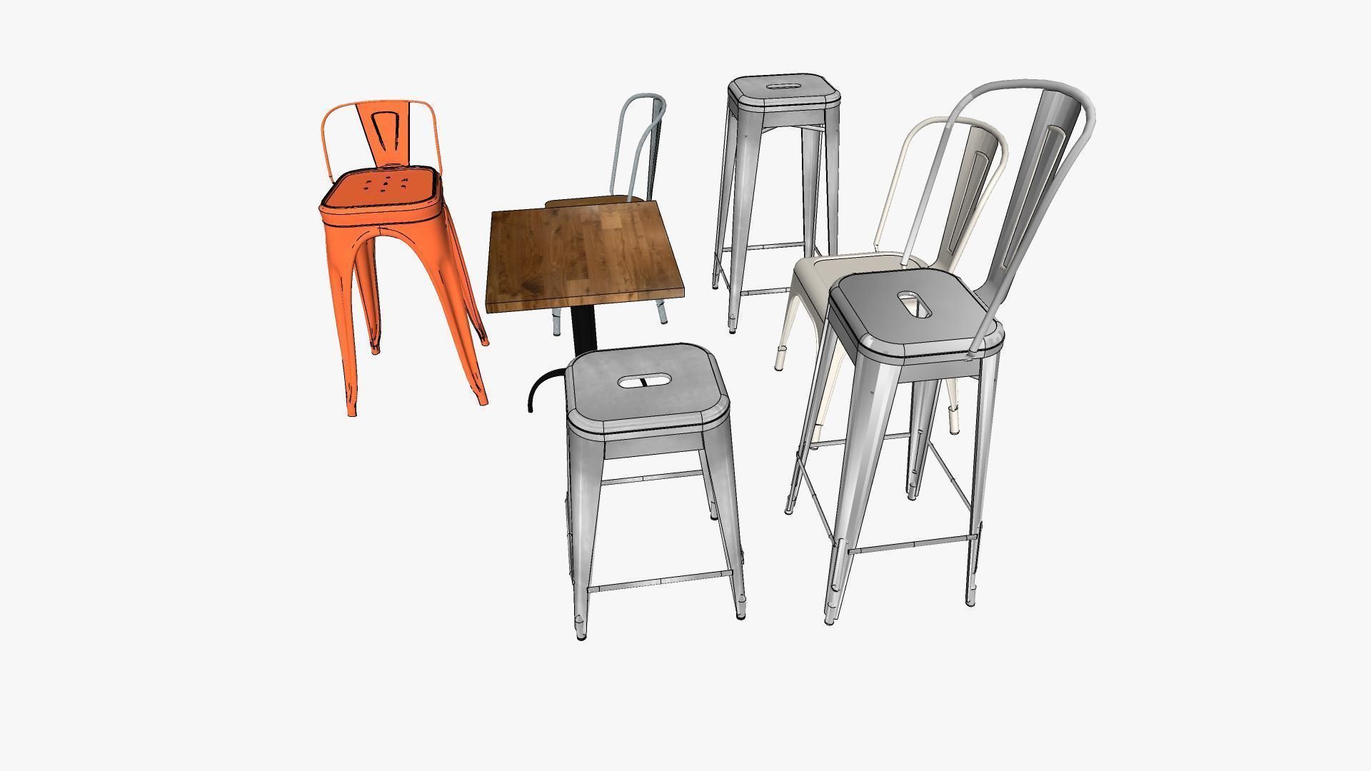 Tolix Furnitures Collection 3D model_25
