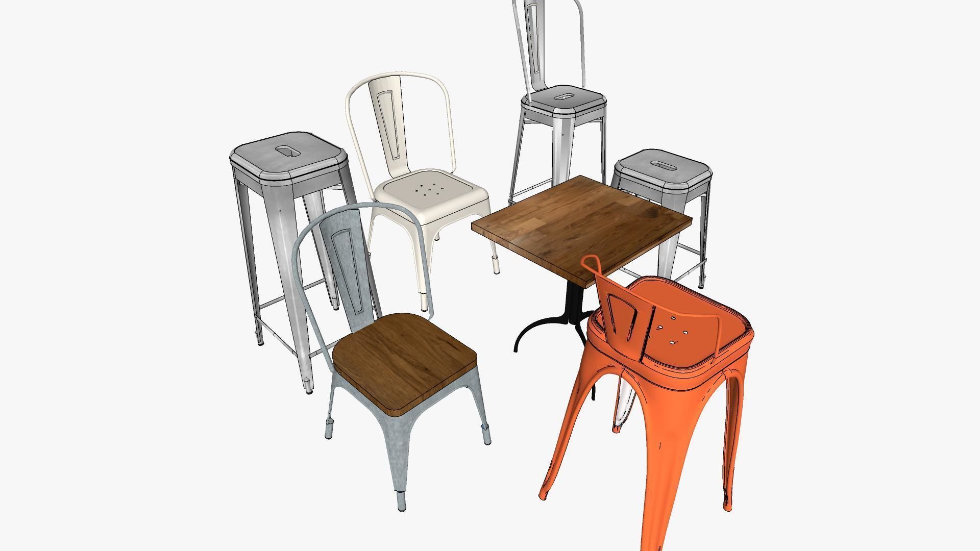 Tolix Furnitures Collection 3D model_9