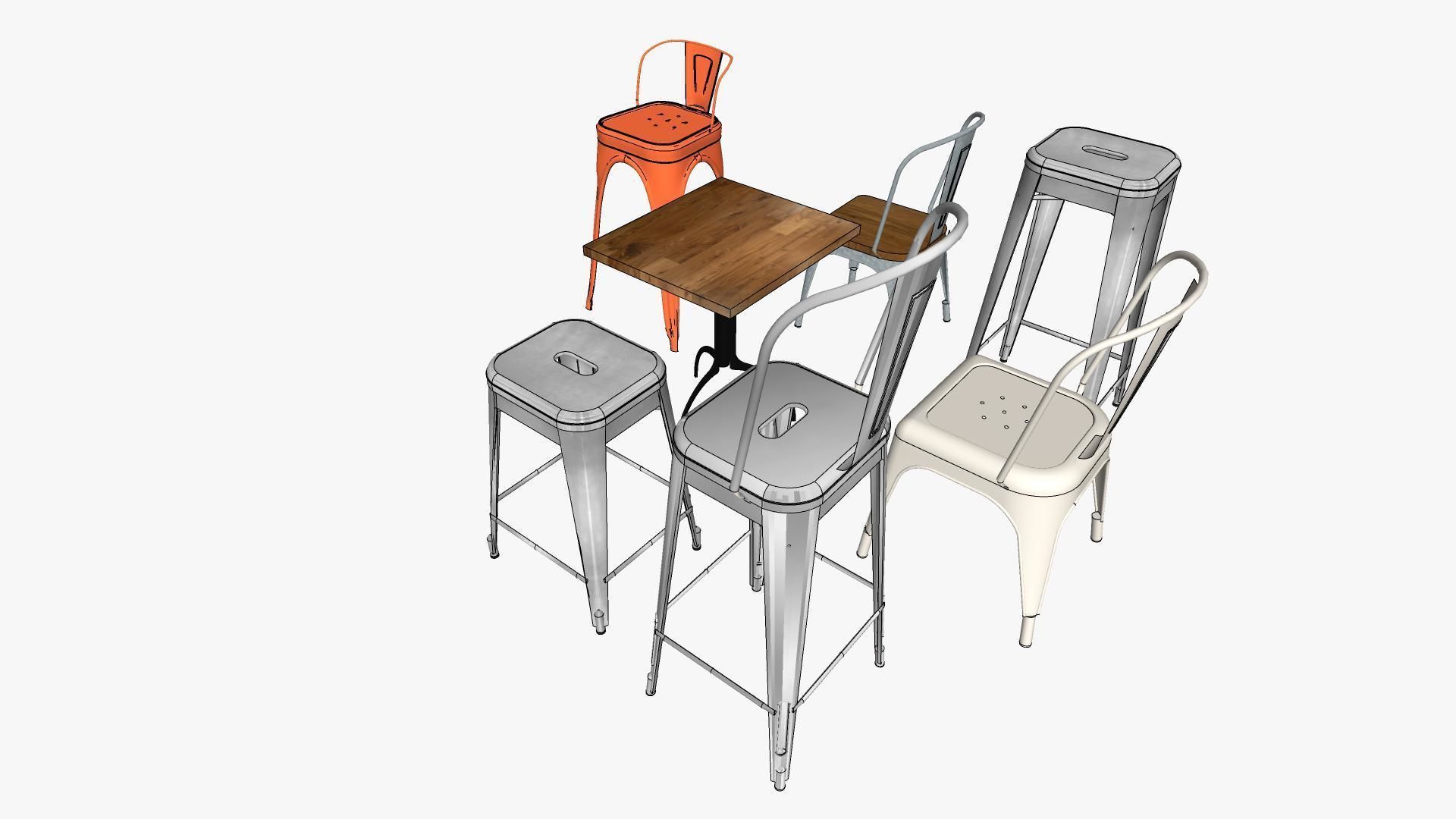 Tolix Furnitures Collection 3D model_22