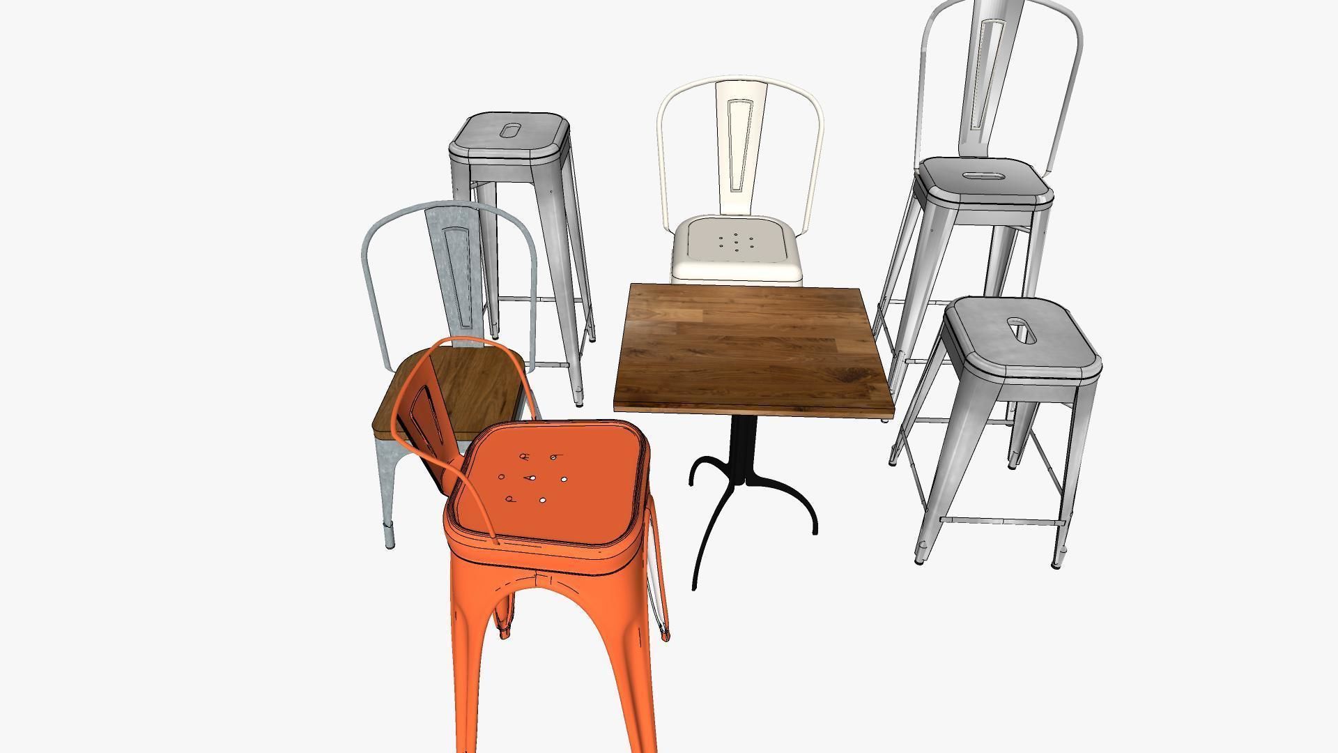 Tolix Furnitures Collection 3D model_5