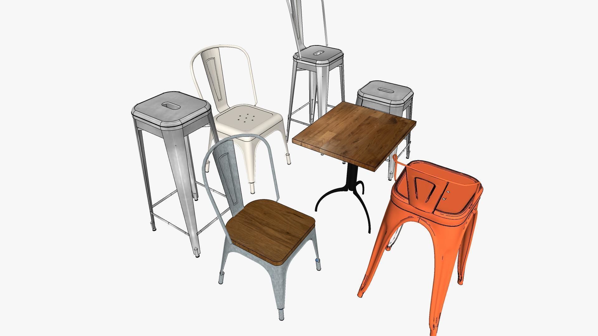 Tolix Furnitures Collection 3D model_10