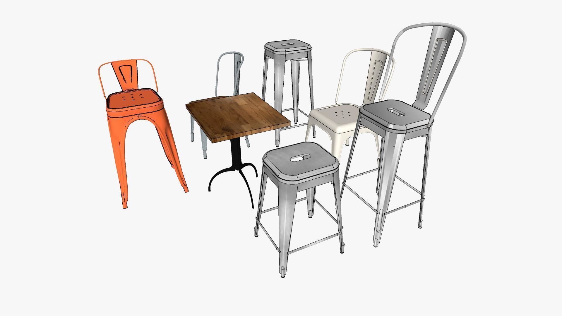 Tolix Furnitures Collection 3D model_27