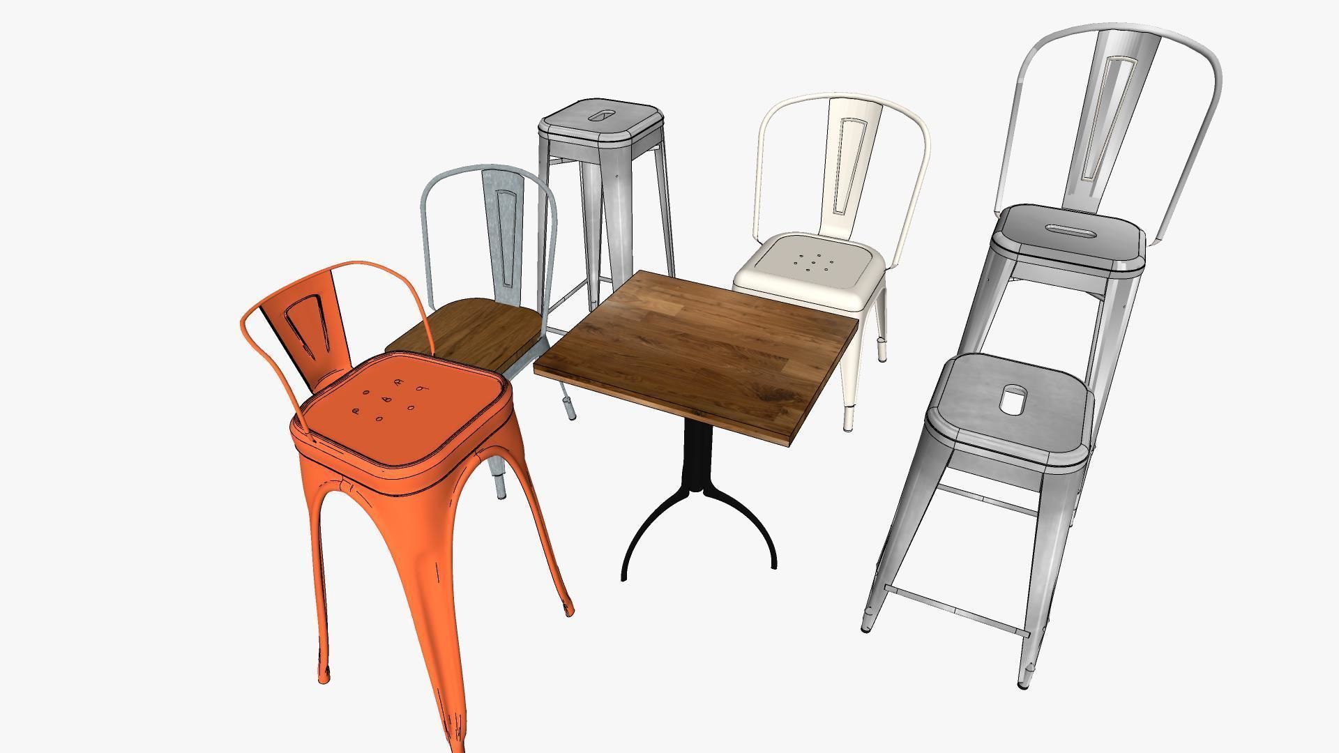 Tolix Furnitures Collection 3D model_3