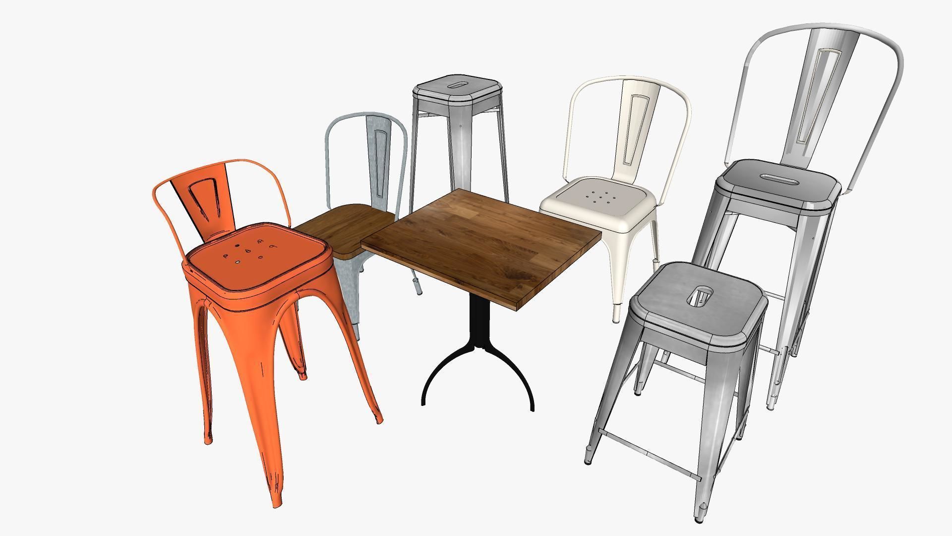 Tolix Furnitures Collection 3D model_2