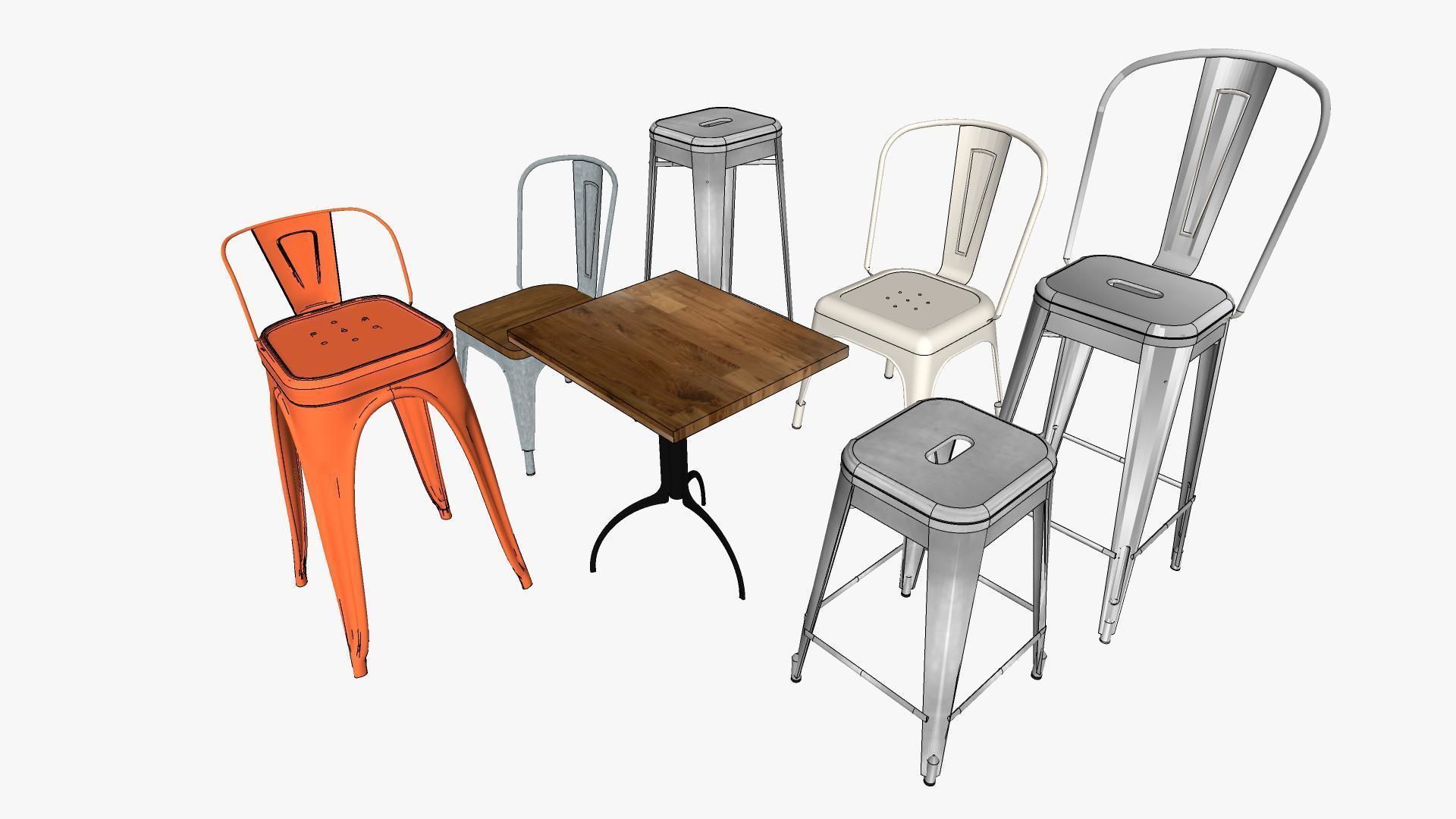 Tolix Furnitures Collection 3D model_30
