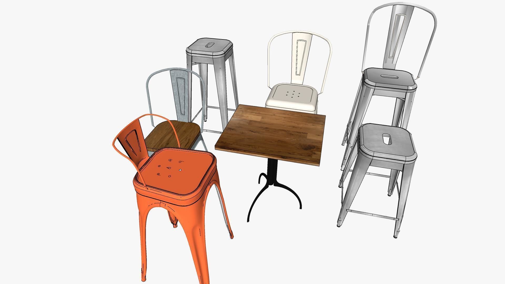 Tolix Furnitures Collection 3D model_4