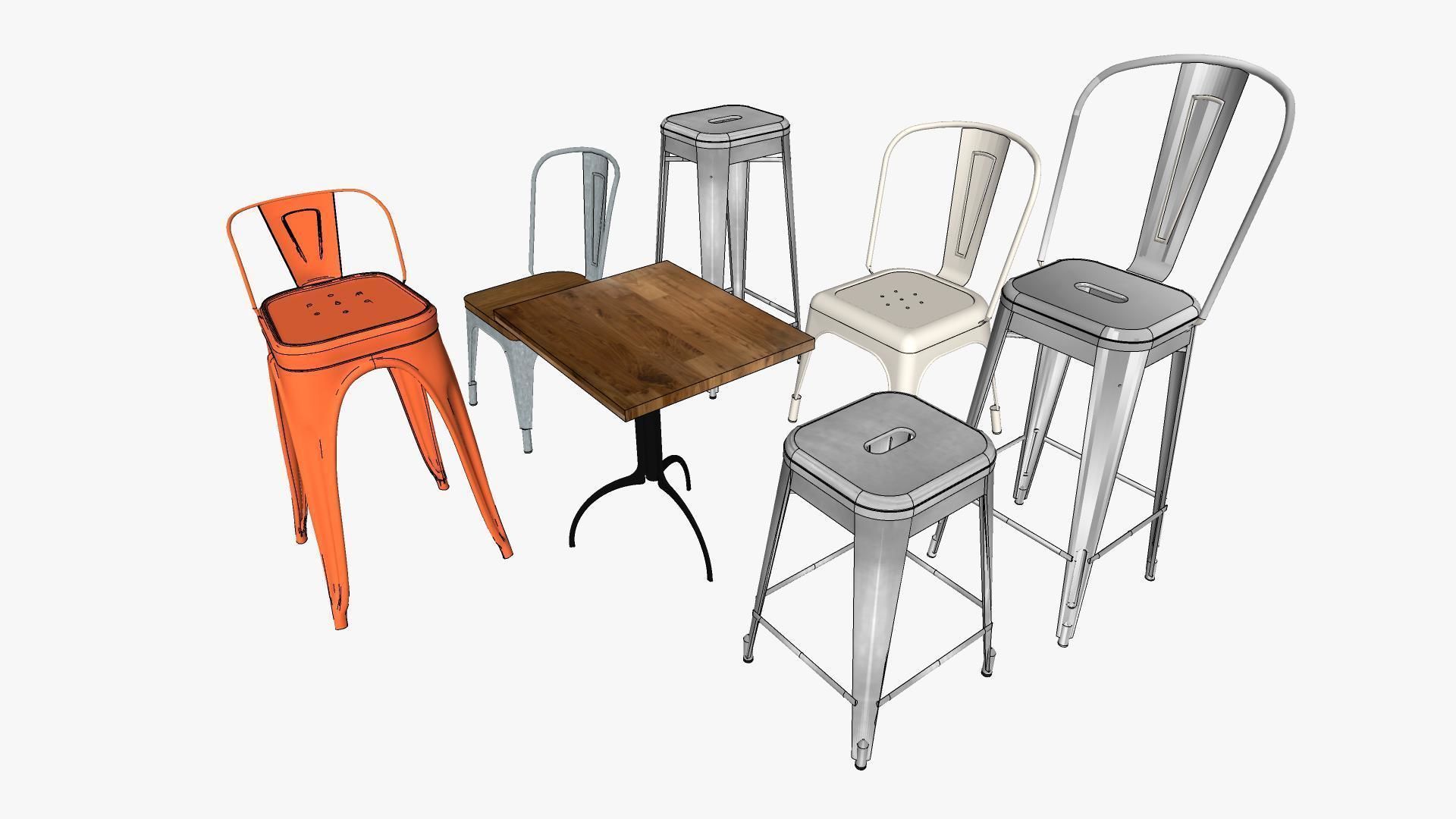 Tolix Furnitures Collection 3D model_29