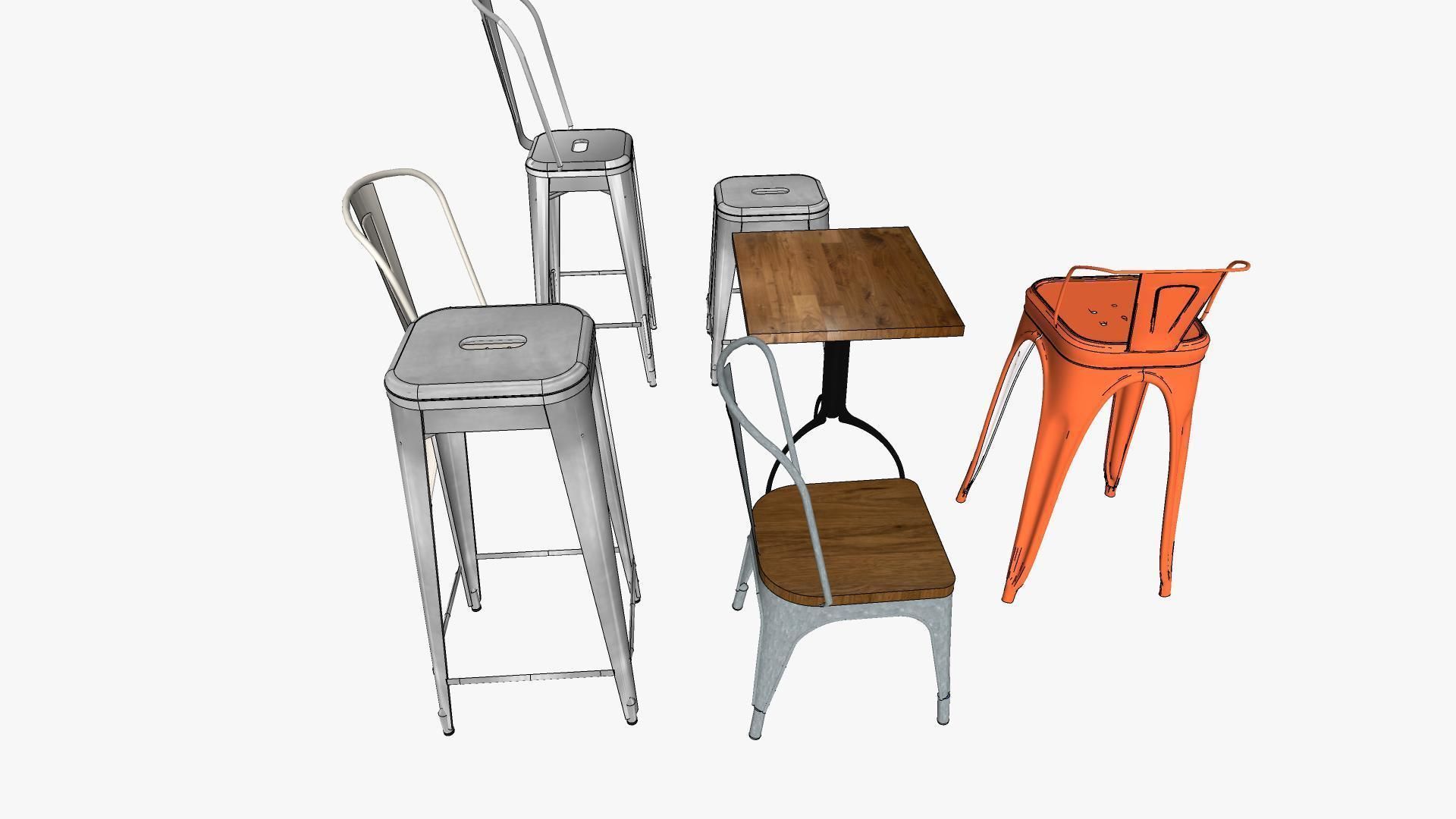 Tolix Furnitures Collection 3D model_13