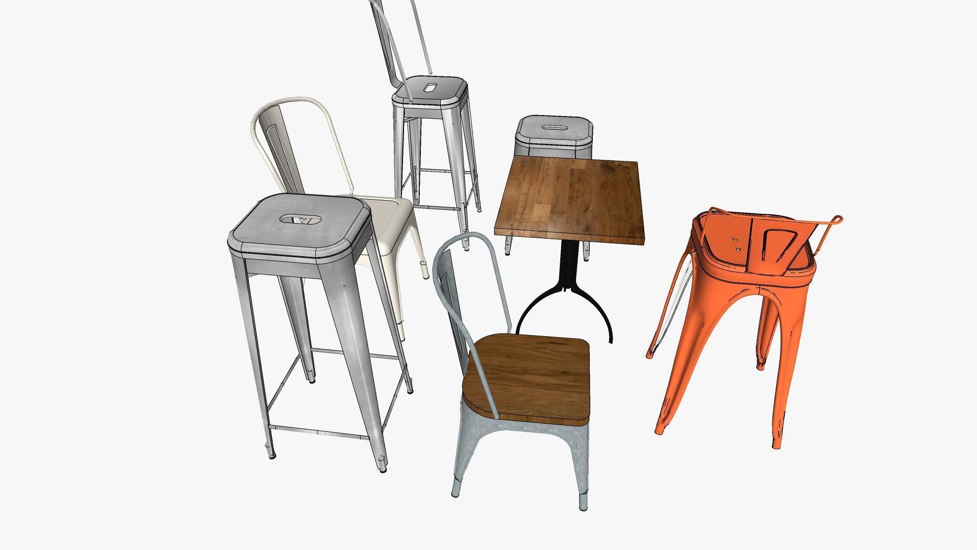 Tolix Furnitures Collection 3D model_12
