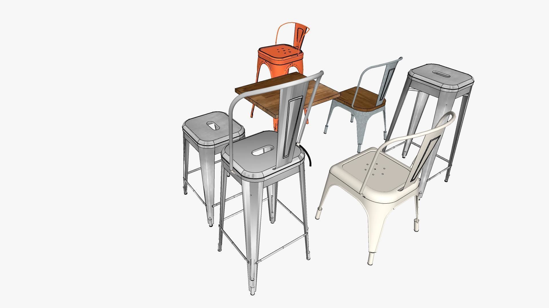 Tolix Furnitures Collection 3D model_21