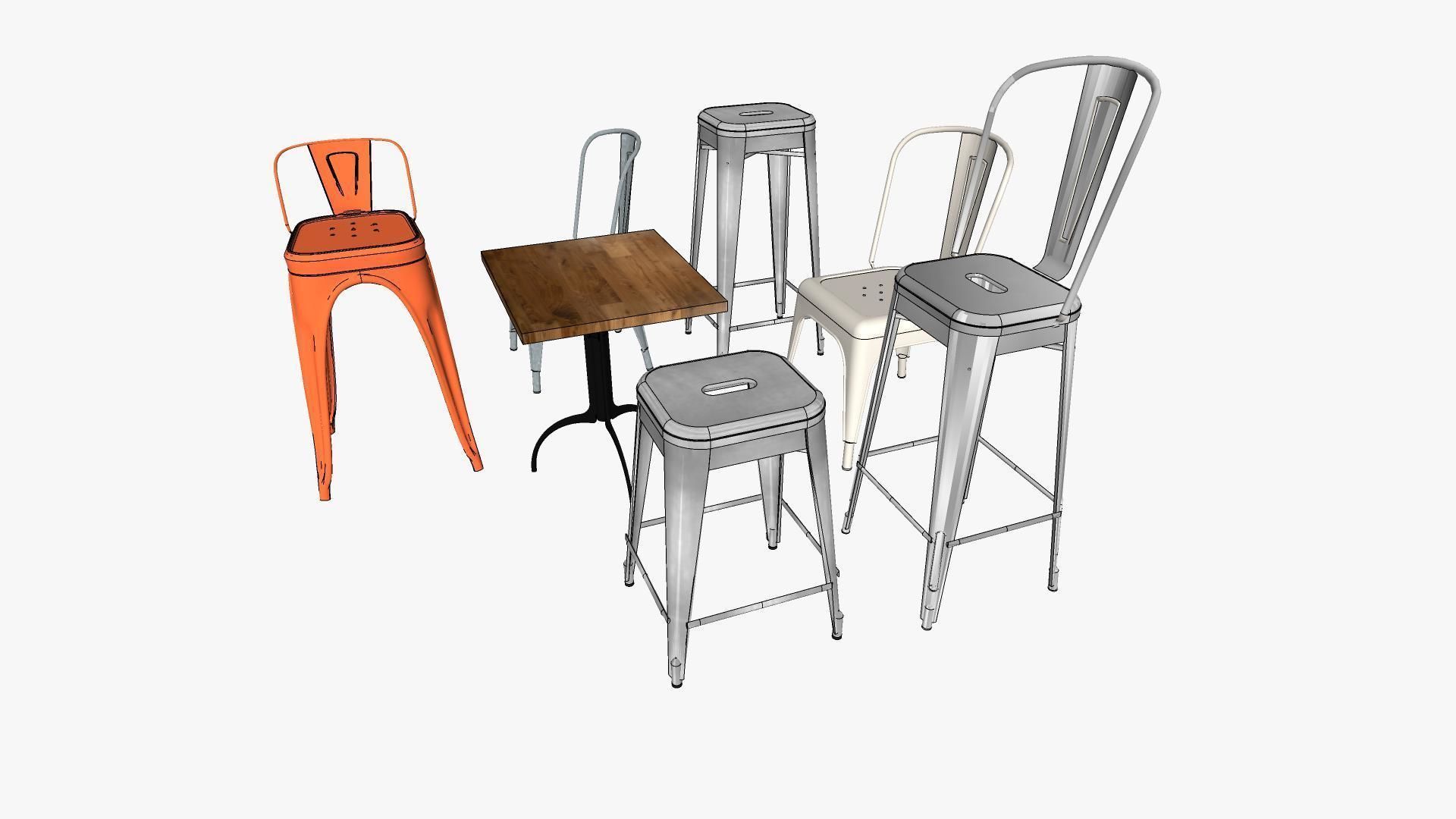 Tolix Furnitures Collection 3D model_26